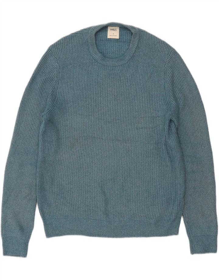 Maglione maglione girocollo da uomo Marks & Spencer blu medio in poliammide