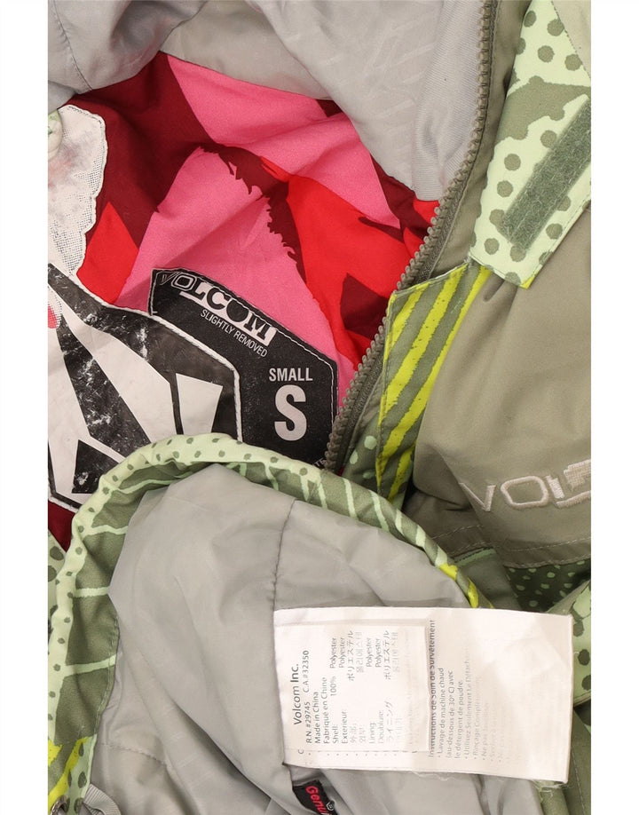 Giacca a vento con cappuccio da uomo Volcom UK 36 Piccolo poliestere geometrico verde