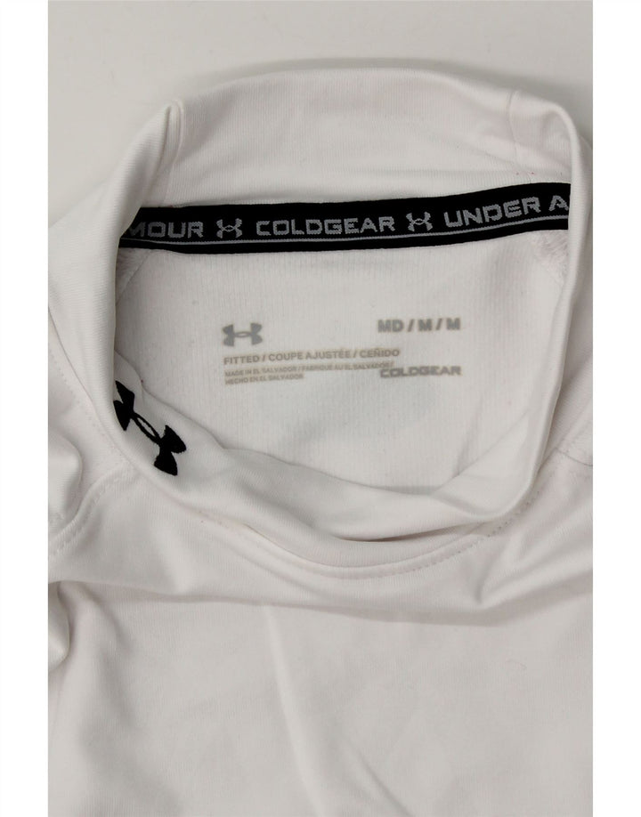 Maglia Under Armour da uomo Cold Gear a maniche lunghe in poliestere bianco medio
