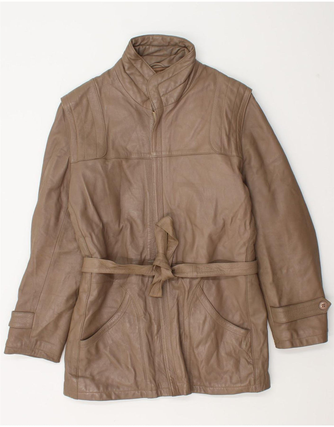 Giacca in pelle vintage da uomo IT 46 piccola marrone