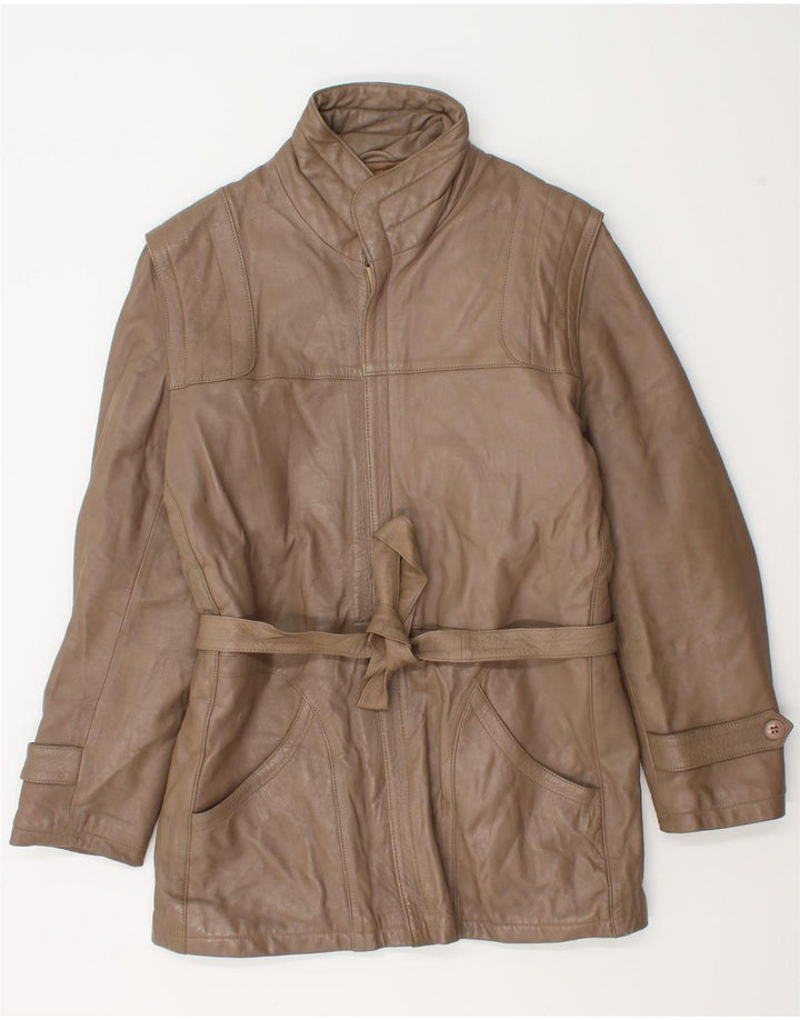 Giacca in pelle vintage da uomo IT 46 piccola marrone