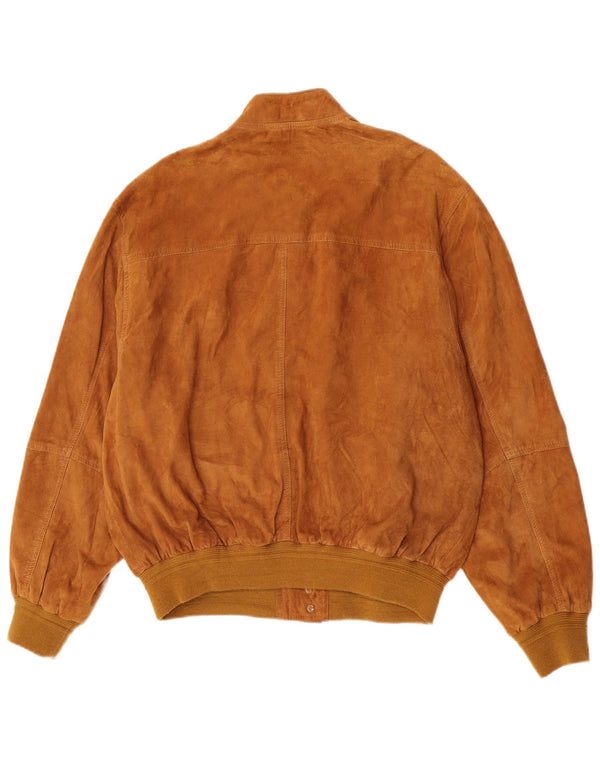 Giubbotto bomber vintage in pelle scamosciata da uomo IT 54 2XL in pelle marrone