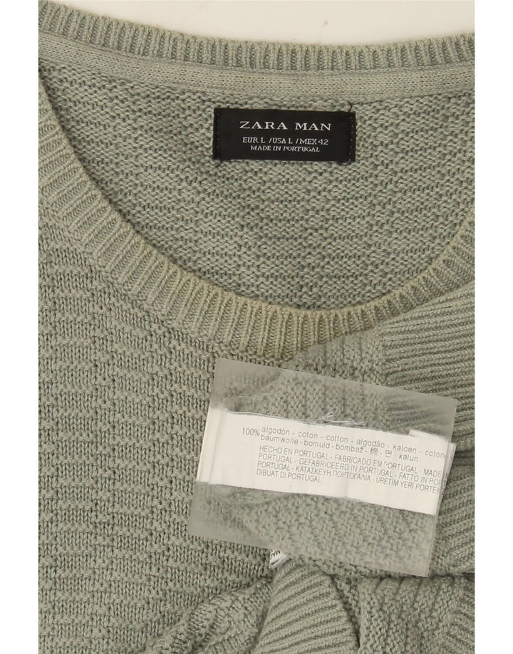 Maglione Zara da uomo con scollo a barca grande in cotone verde
