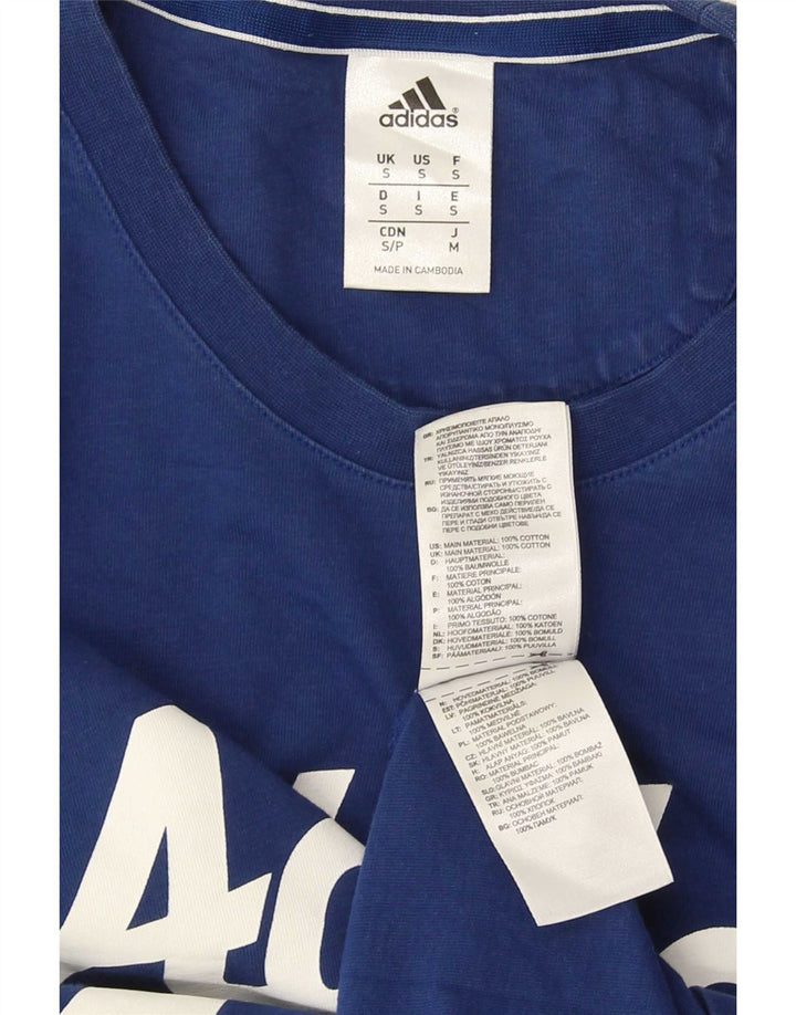 T-shirt grafica da uomo Adidas Top piccola in cotone blu