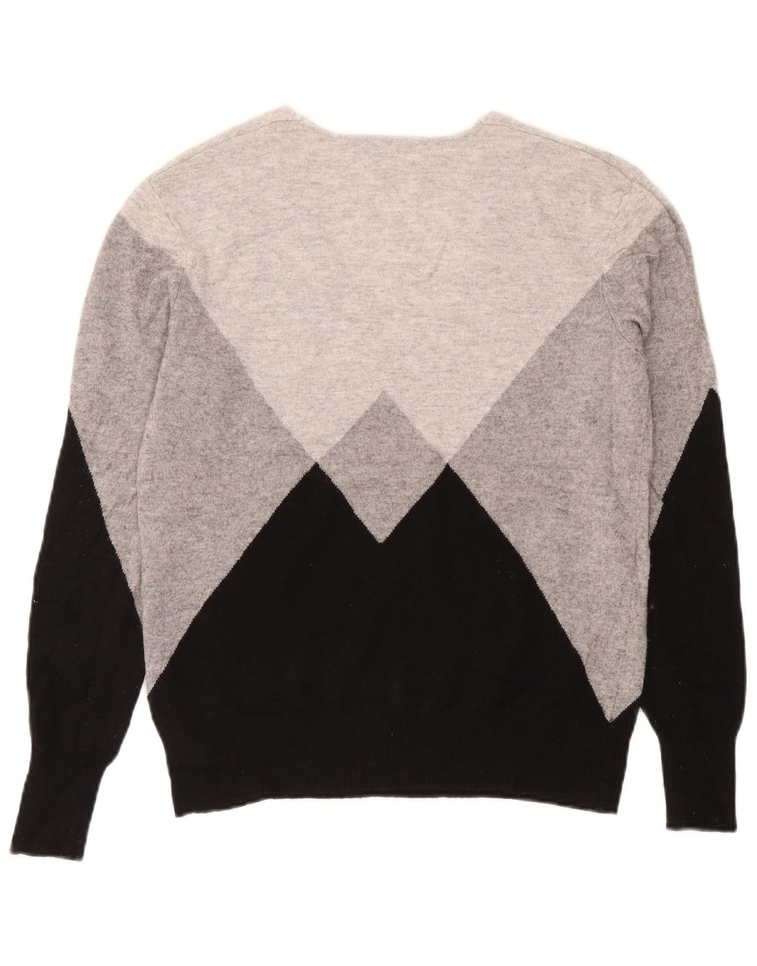 Maglione maglione con scollo a V da donna Reiss UK 14 Lana color block grigio medio