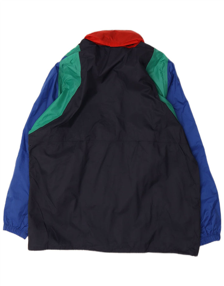 Giacca antipioggia da uomo Anuy UK 40 Large in nylon color block blu navy