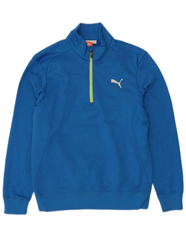 PUMA Felpa con collo con zip da uomo Maglione blu medio in poliestere
