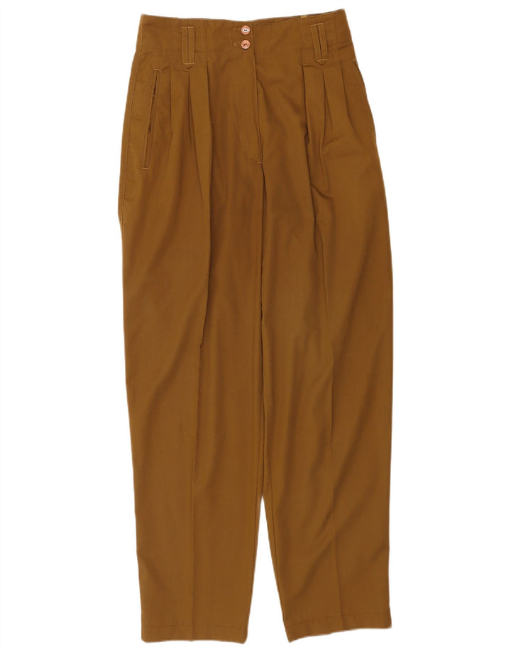 Pantaloni casual con ancoraggio da donna vintage EU 38 medio W28 L30 poliestere kaki