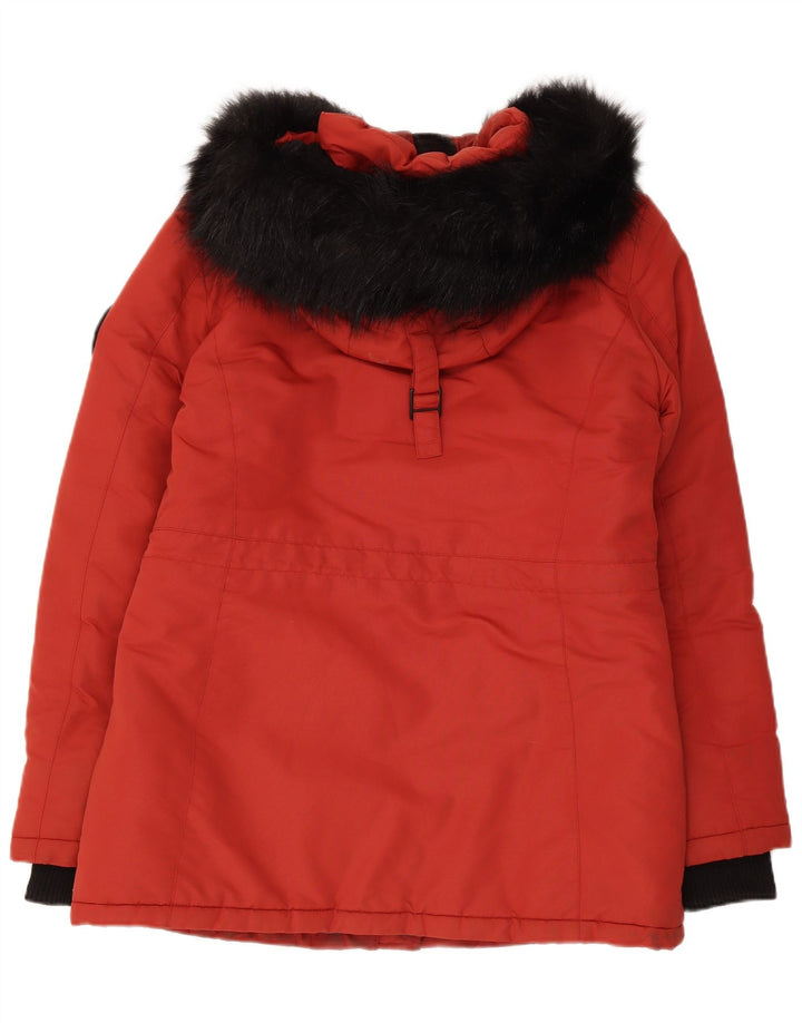 Giacca parka oversize da donna con cappuccio Superdry UK 10 Small Red Colourblock