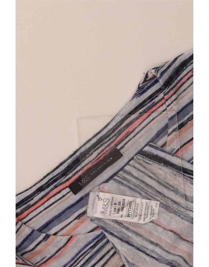 Marks & Spencer Top da donna manica 3/4 UK 8 piccolo a righe multicolore