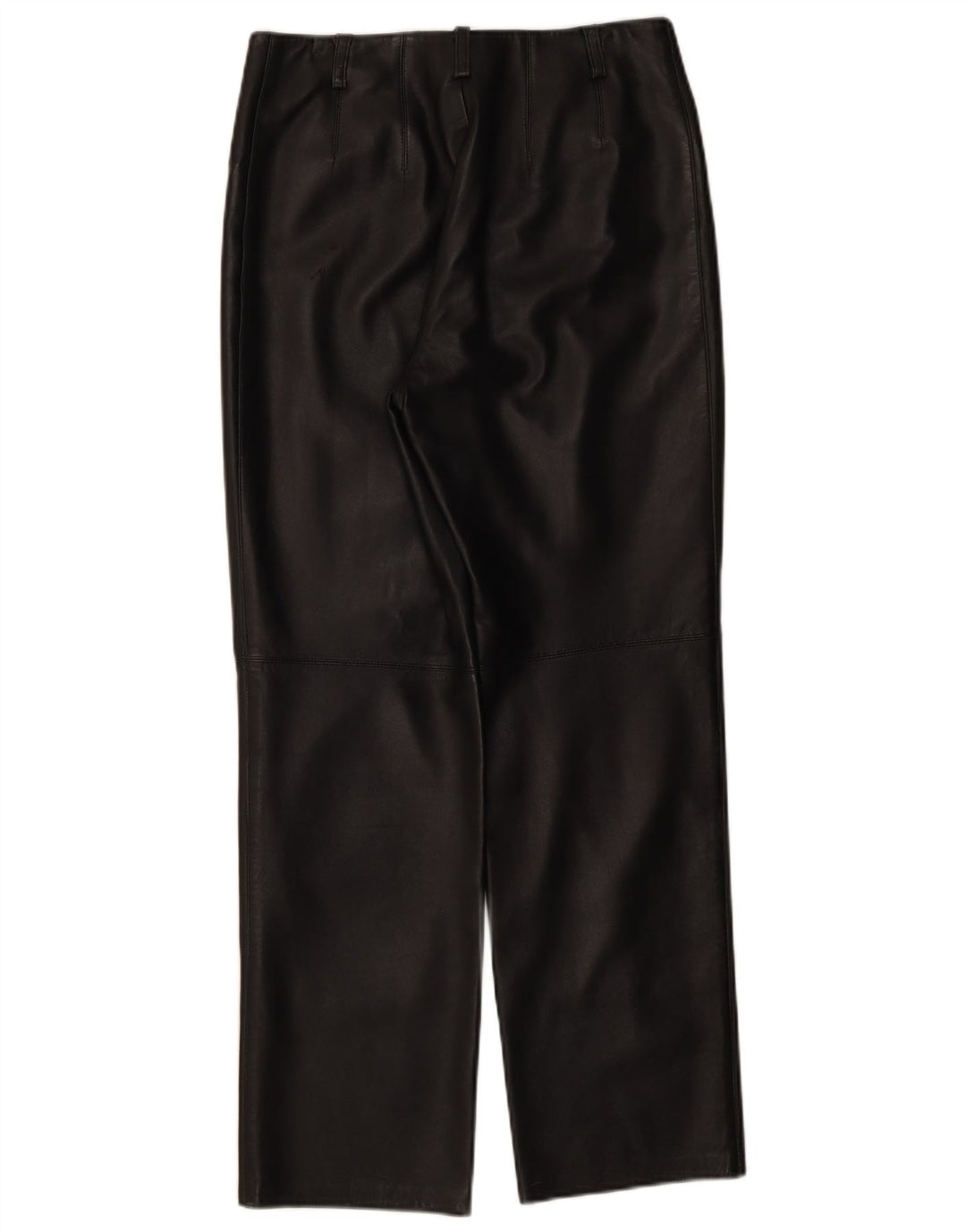 Pantaloni dritti in pelle vintage da donna W30 L30 in pelle nera