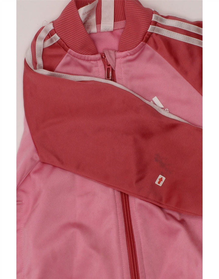 Giacca superiore della tuta da ragazza Adidas 2-3 anni in poliestere color block rosa