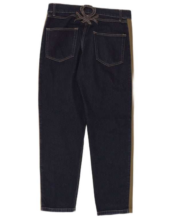 Jeans dritti da uomo Benetton W30 L28 cotone color block blu navy