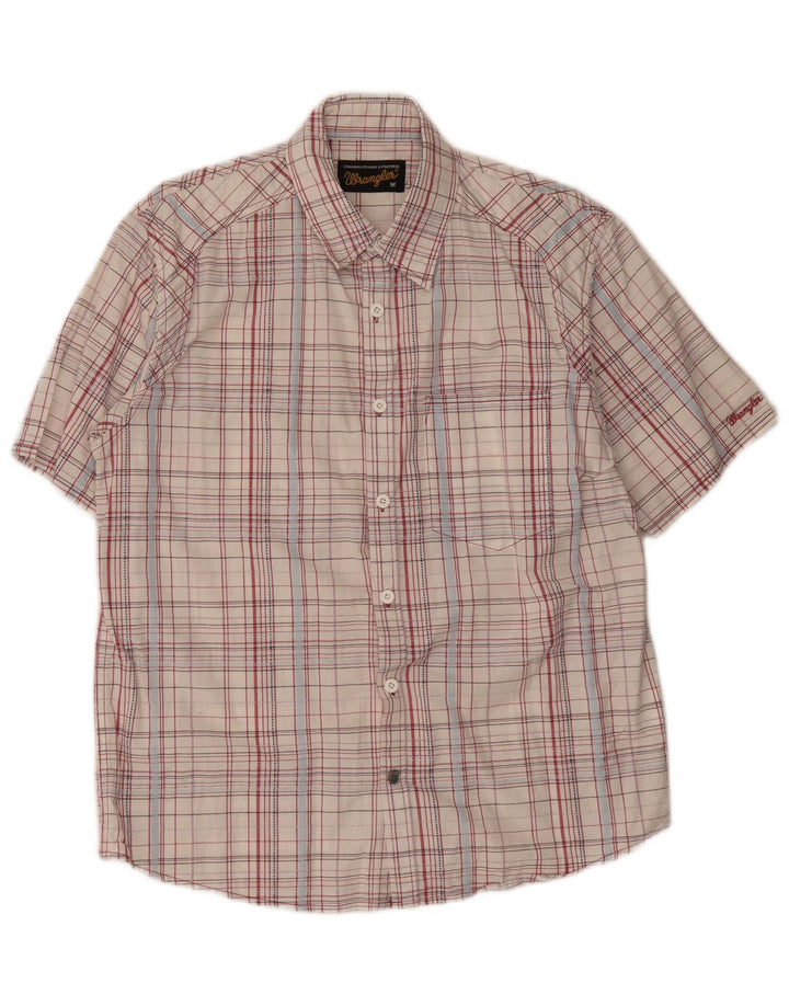 Camicia da uomo Wrangler a maniche corte, vestibilità regolare, in cotone scozzese medio bianco