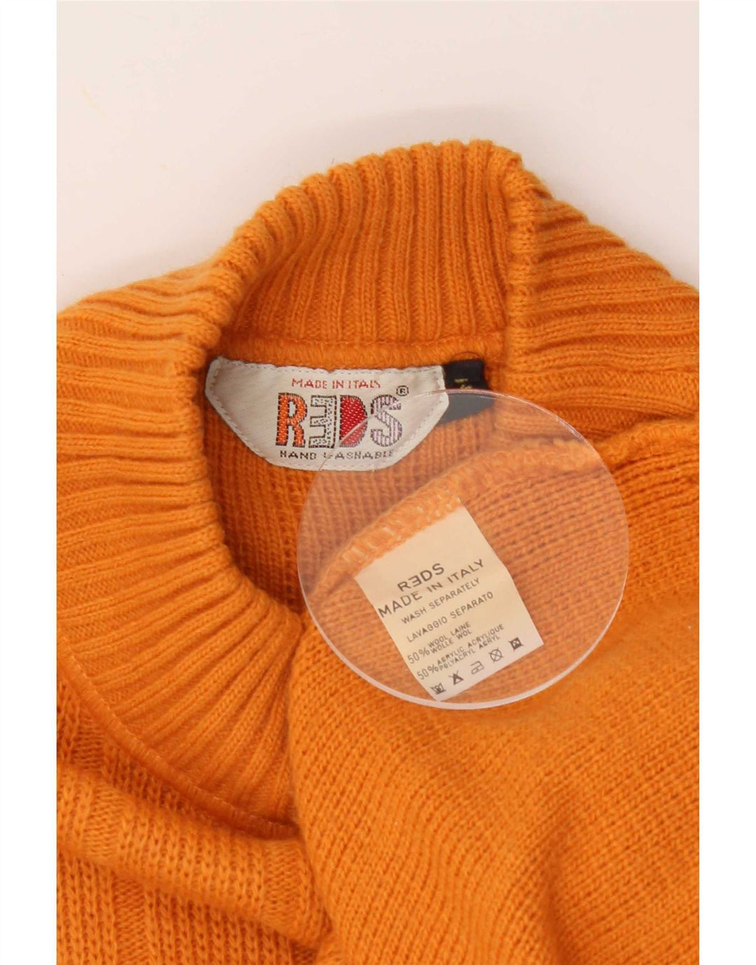 REDS Maglione da uomo con collo alto con grafica, lana geometrica arancione medio