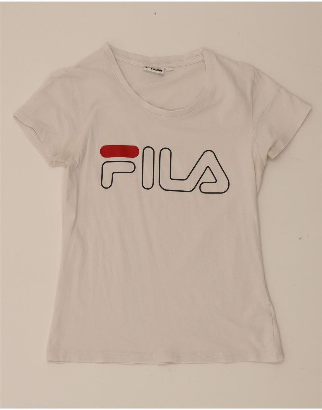 FILA Womens Graphic T-Shirt Top UK 10 Small White Vintage Fila and Second-Hand Fila from Messina Hembry 