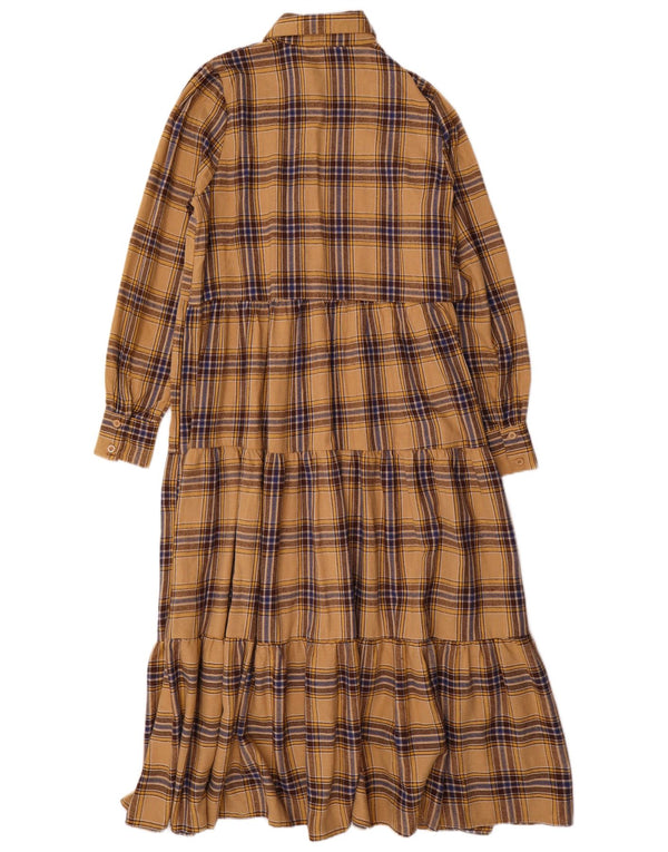 Abito lungo a maniche lunghe da donna Coast UK 10 Piccolo poliestere a quadri beige