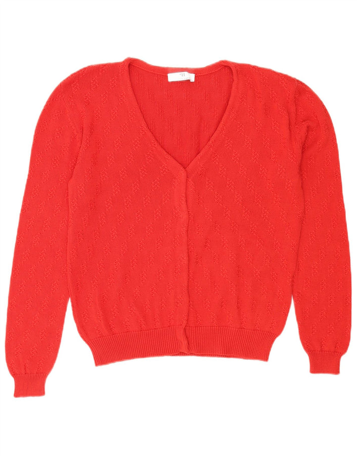 Maglione cardigan da donna Peter Hahn UK 14 Cotone rosso medio