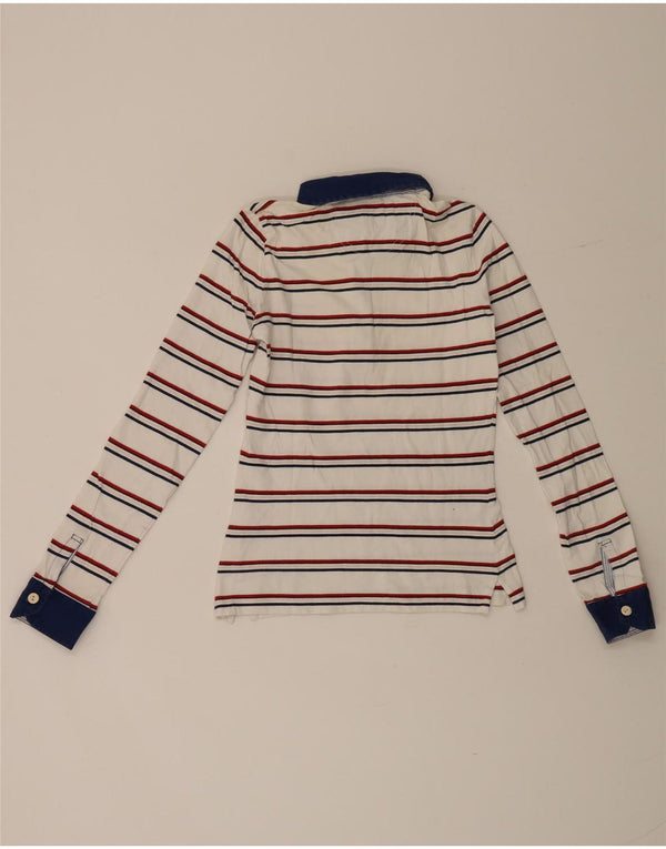 Polo da rugby a maniche lunghe da donna Woolrich UK 8 Small White Striped