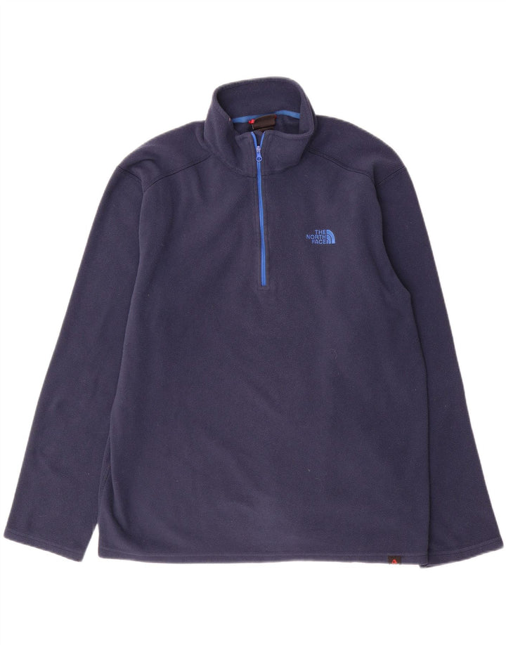 THE NORTH FACE Maglione in pile da uomo con zip e collo, grande, in poliestere blu navy