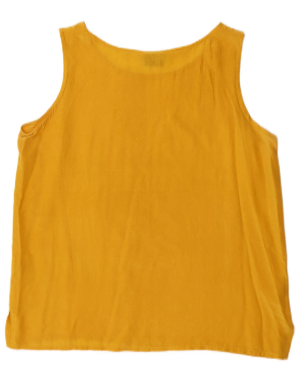 Top camicetta senza maniche vintage da donna IT 48 XL seta gialla