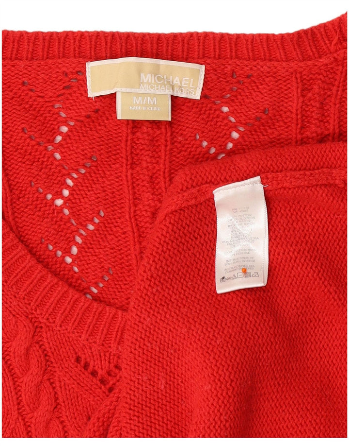 MICHAEL KORS Maglione da donna con scollo a barca con maniche a 3/4 UK 12 Rosso medio