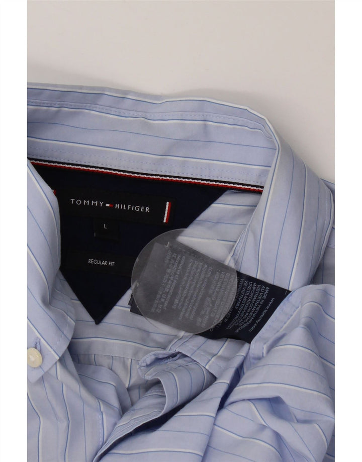 Camicia da uomo Regular Fit Tommy Hilfiger Large Blu Gessato Cotone