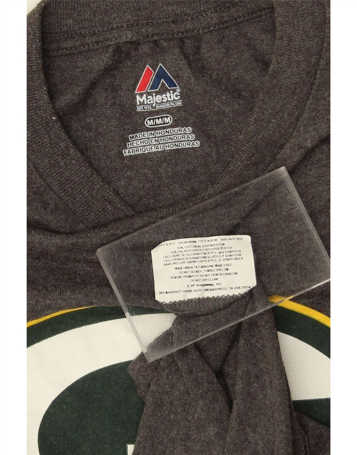 MAJESTIC Mens Green Bay Packers Graphic Top Long Sleeve Medium Grey Cotton