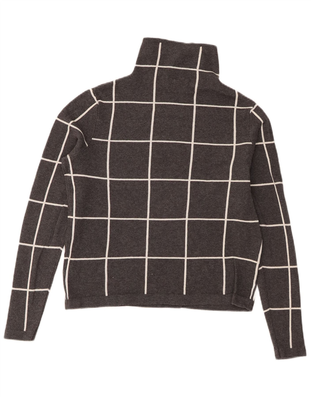 Maglione corto da donna Warehouse con collo alto e collo alto UK 8 piccoli quadri grigi