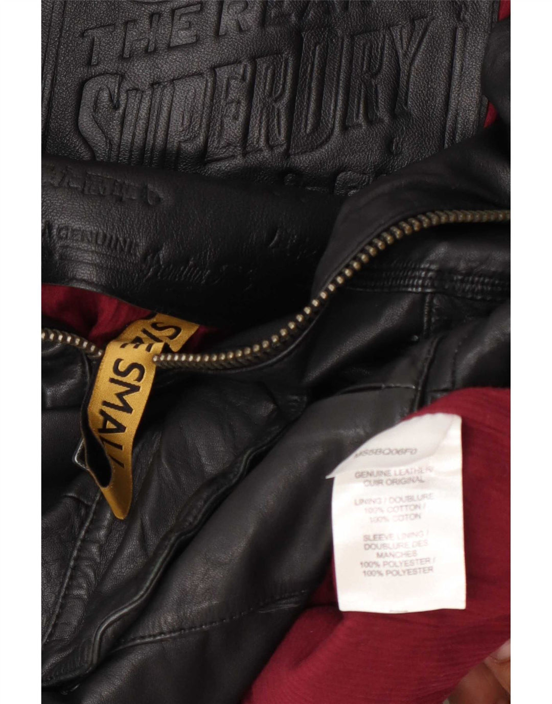Giacca in pelle militare da donna Superdry UK 10 piccola nera