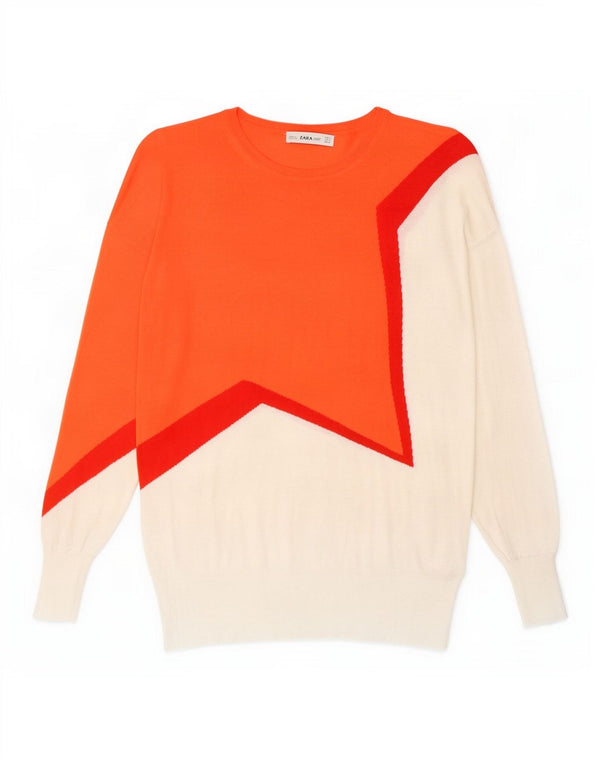 Maglione Zara da donna con scollo a barca UK 10 Small Orange Colourblock