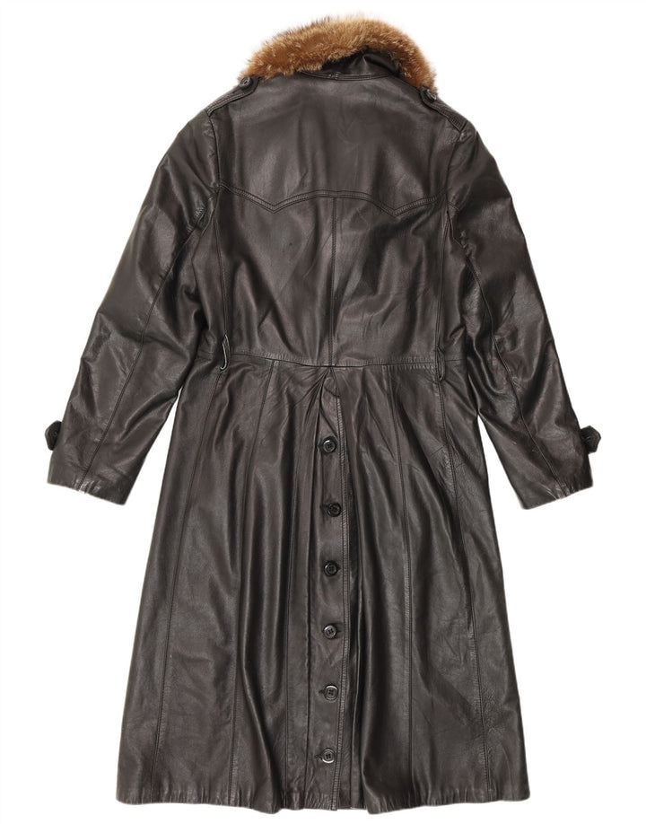 Cappotto in pelle vintage da uomo UK 38 medio nero