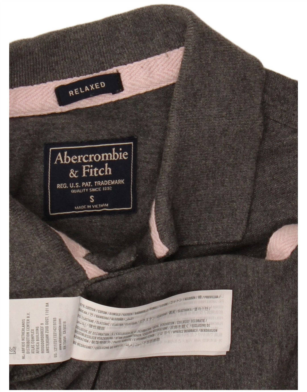 Polo da uomo vestibilità comoda ABERCROMBIE & FITCH piccola in cotone grigio