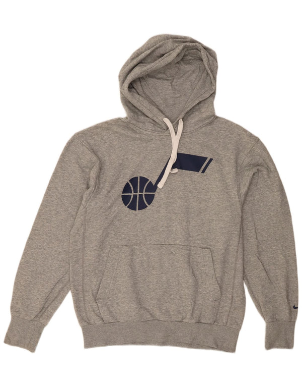 Felpa con cappuccio grafica Nike Utah Jazz da uomo, piccola, in cotone grigio screziato