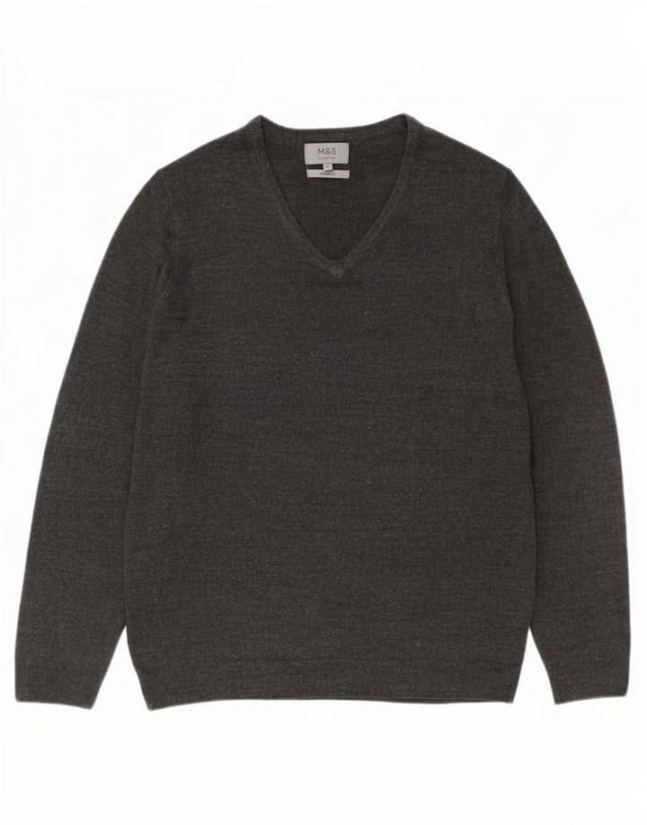 Maglione da uomo Marks & Spencer con scollo a V grande cashmere grigio