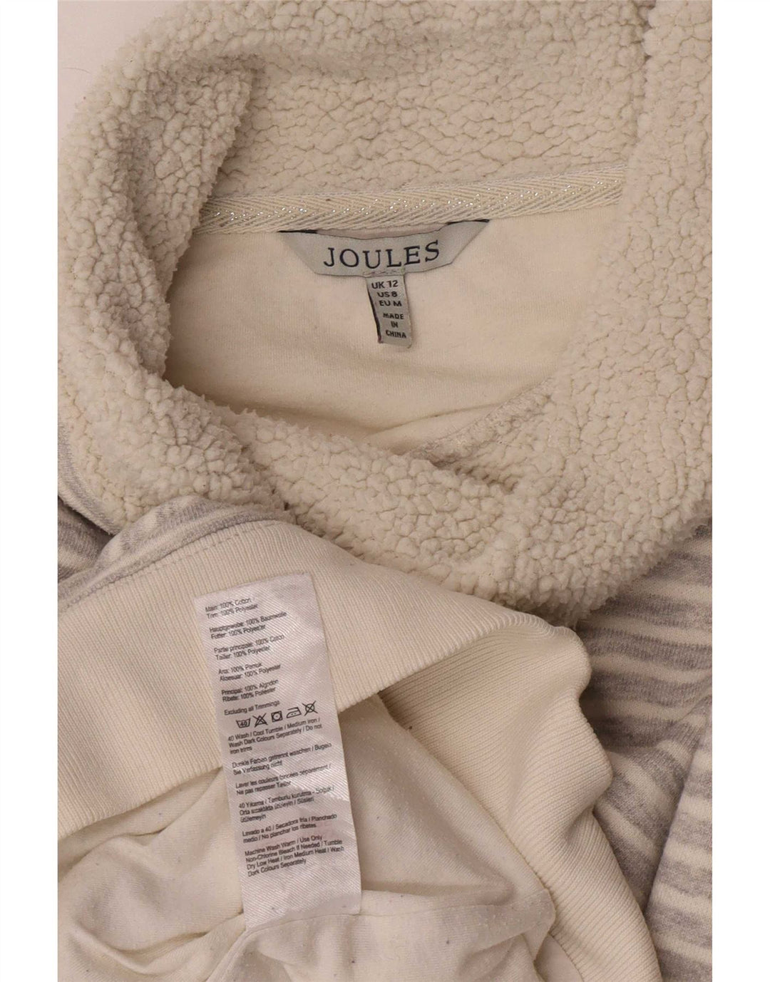 Maglione maglione a collo alto da donna Joules UK 12 Gessato grigio medio