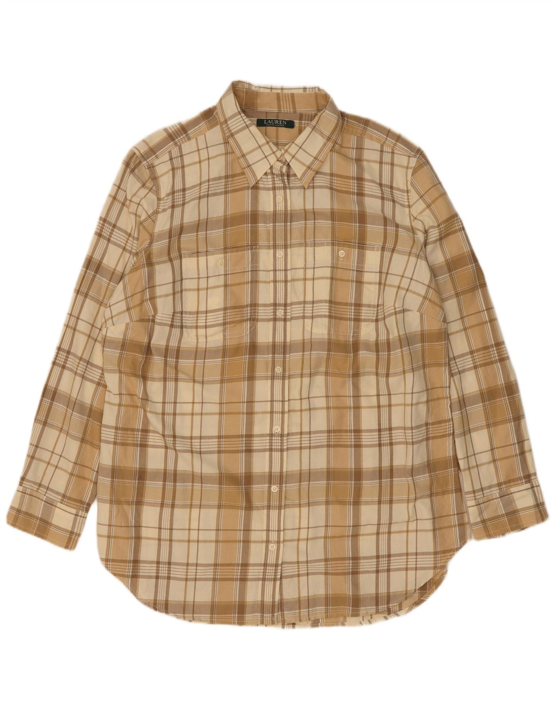 Camicia in flanella da uomo Ralph Lauren in cotone a quadri beige medio