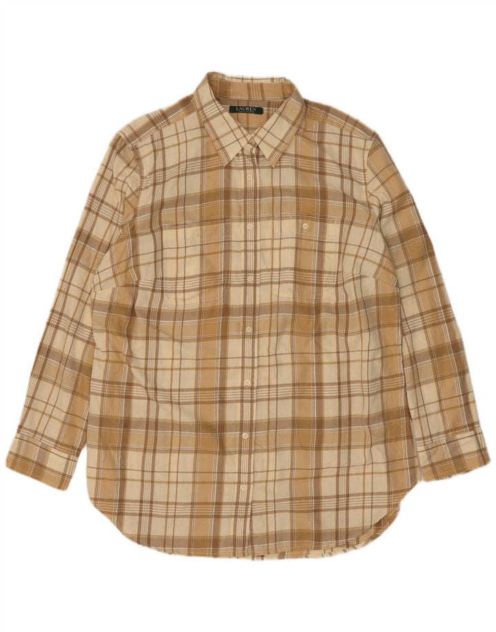 Camicia in flanella da uomo Ralph Lauren in cotone a quadri beige medio