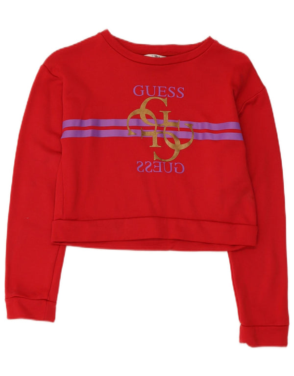 Felpa con grafica corta Guess per ragazze 11-12 anni rossa in poliammide