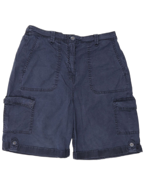 Pantaloncini cargo a vita alta da donna Marks & Spencer UK 10 piccoli W26 blu navy