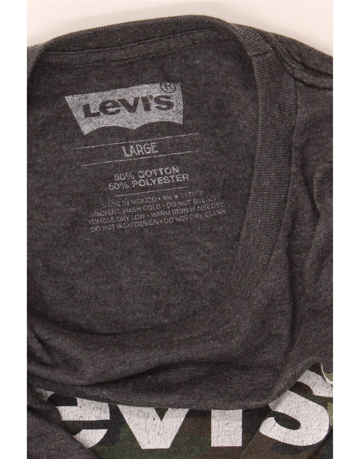 LEVI'S Mens Graphic T-Shirt Top Large Grey Cotton Vintage Levi's and Second-Hand Levi's from Messina Hembry 