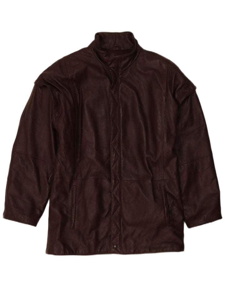 Giacca in pelle vintage da uomo UK 40 grande in pelle marrone
