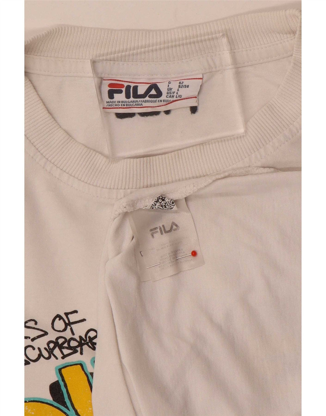 T-shirt grafica da uomo Fila Duke, grande, in cotone bianco