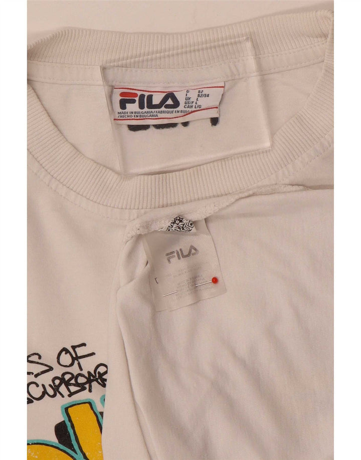 T-shirt grafica da uomo Fila Duke, grande, in cotone bianco
