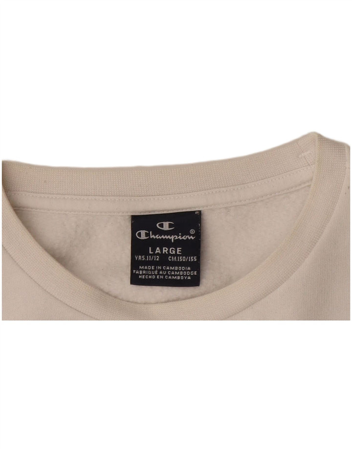 Felpa con grafica CHAMPION per ragazzi, 11-12 anni, grande, bianca