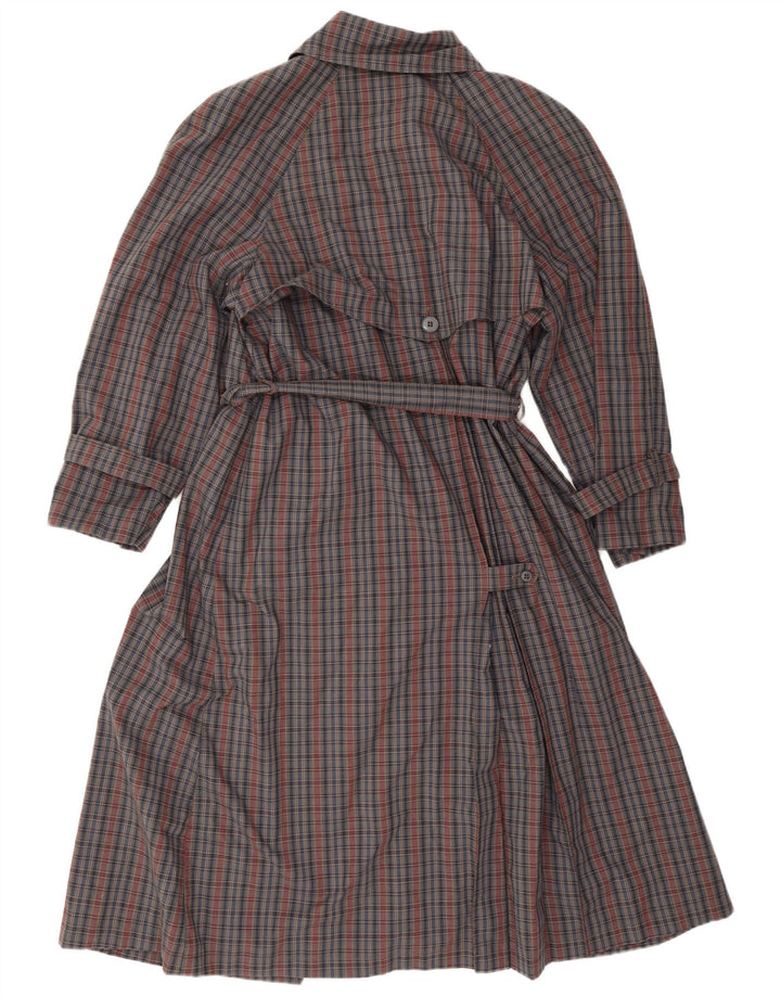 Trench vintage da donna EU 42 a quadri grigi grandi