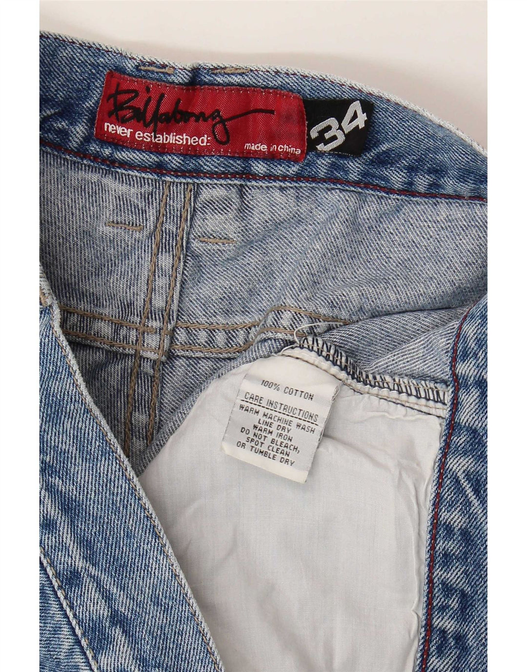 Pantaloncini di jeans Zathan da uomo Billabong W34 di grandi dimensioni in cotone blu