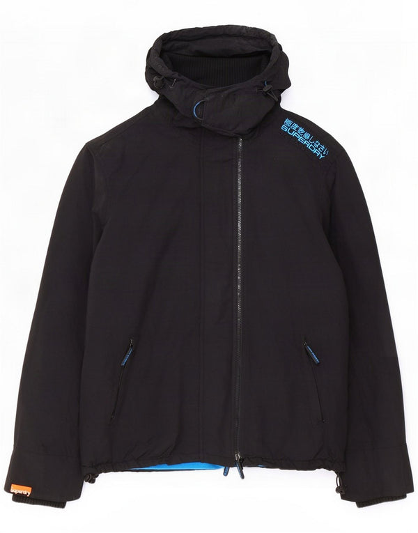 Superdry Giacca a vento da uomo con cappuccio con grafica UK 42 XL Nylon nero