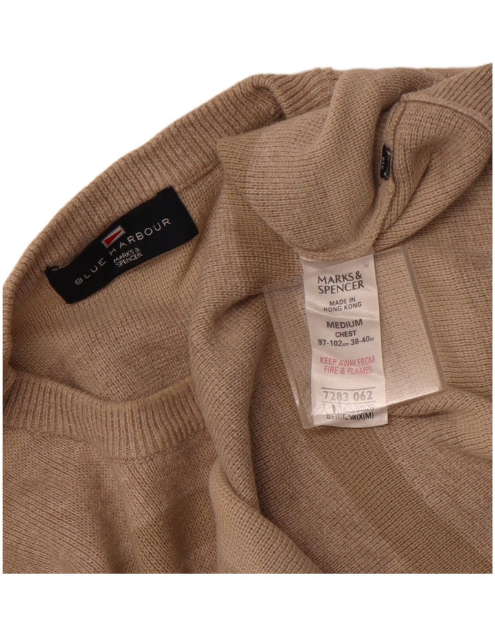 Maglione maglione girocollo da uomo Marks & Spencer in cotone beige medio