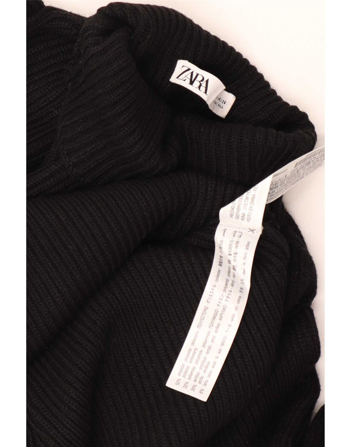 Maglione maglione collo alto da donna Zara UK 10 piccolo poliestere nero
